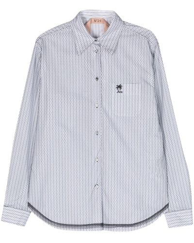 N°21 Mesh-overlay Cotton Shirt - Grey