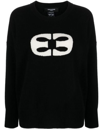 Each x Other Logo-intarsia Wool Sweater - Black