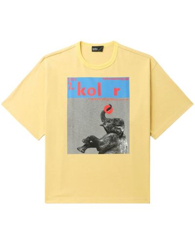 Kolor T-shirt en coton à imprimé graphique - Jaune
