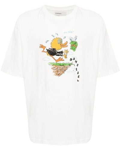 DOMREBEL Chase T-Shirt mit grafischem Print - Weiß