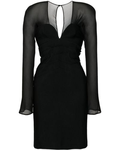 Genny Crystal-embellishment Rear-slit Dress - Black