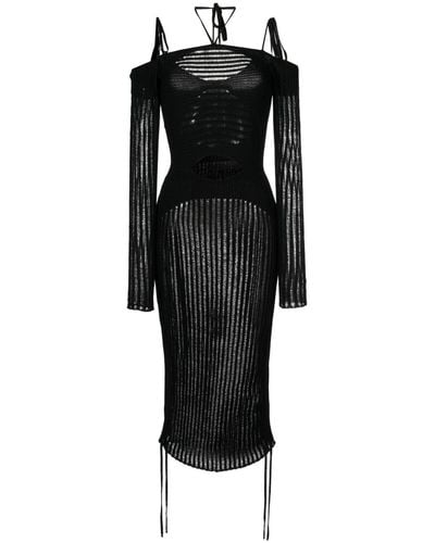 ANDREADAMO Semi-sheer Midi Dress - Black