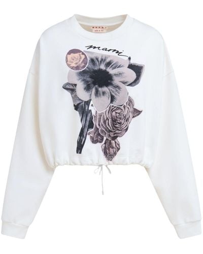 Marni Sweatshirt mit Blumen-Print - Weiß