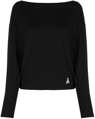 Patrizia Pepe Semi-sheer Long-sleeve Sweatshirt - Black