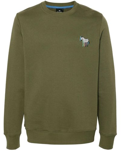 PS by Paul Smith Zebra-motif Organic Cotton Sweatshirt - Green