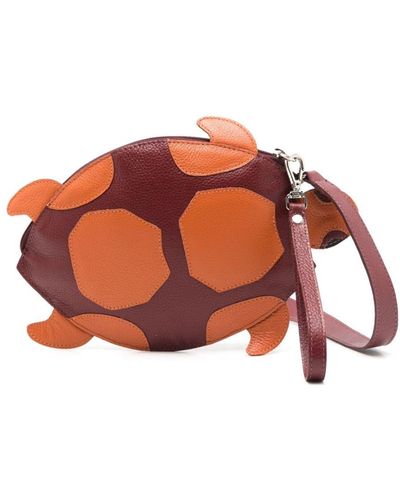 Sarah Chofakian Turtle Fun Leather Minibag - Orange