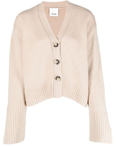 Allude V-neck Knitted Cardigan - Natural