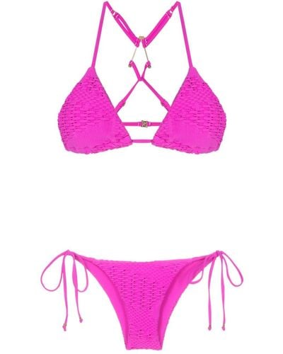 Amir Slama Woven-design Triangle Bikini - Purple