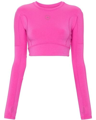 adidas By Stella McCartney Cropped-Top mit gummiertem Logo - Pink