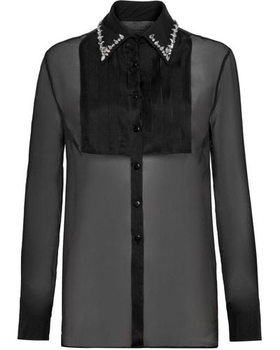 Philipp Plein Embellished Long-sleeve Shirt - Black
