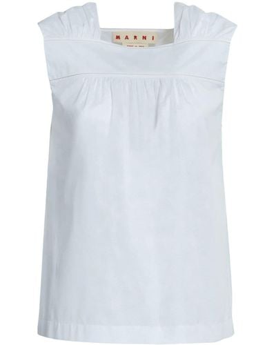 Marni Ruched Sleeveless Cotton Top - Blue