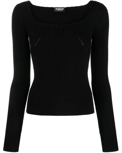 Dondup Panelled Ribbed-knit Long-sleeve Top - Black