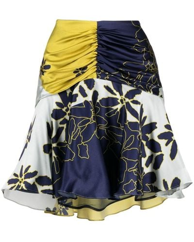 Silvia Tcherassi Loriana Floral-print Ruched Miniskirt - Blue