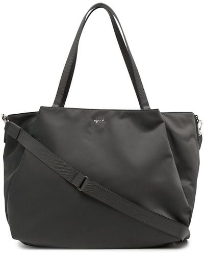 agnès b. Calf Leather-blend Tote Bag - Grey
