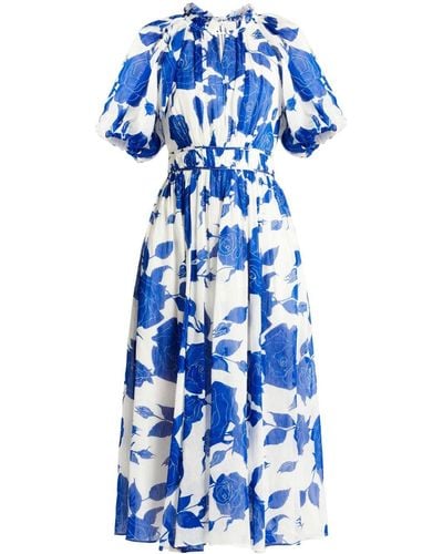 Aje. Midi-jurk Met Bloemenprint - Blauw