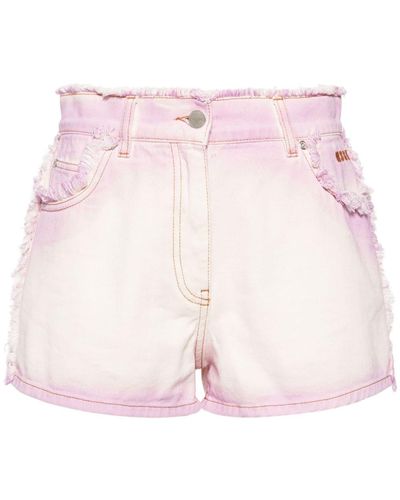 MSGM Jeans-Shorts mit Logo-Stickerei - Pink