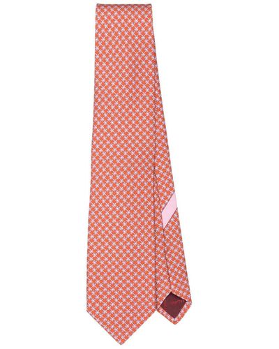 Ferragamo Tortoise-print Silk Tie - Pink
