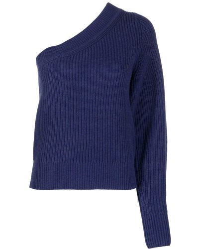 Isabel Marant Gerippter One-Shoulder-Pullover - Blau