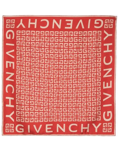 Givenchy 4g Monogram Silk Twill Square Scarf - Red