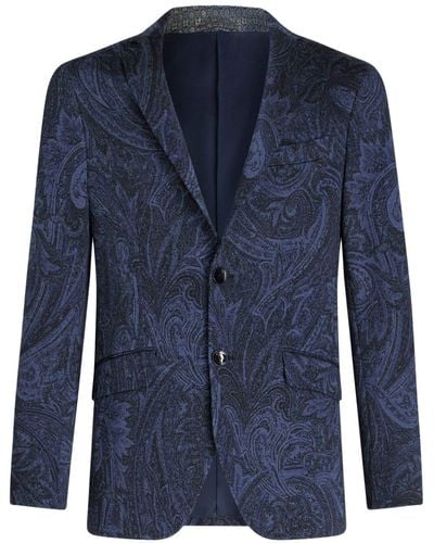 Etro ペイズリー シングルジャケット - ブルー