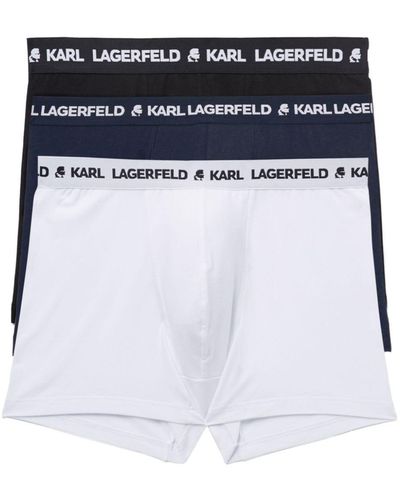 Karl Lagerfeld Drie Boxershorts Met Logoband - Blauw