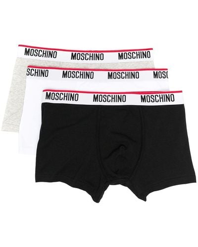 Moschino Pack de tres calzoncillos con logo en la cinturilla - Blanco