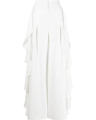 Concepto High-waisted Ruffled Palazzo Trousers - White