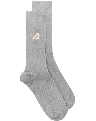 Autry Logo-embroidered Crew Sockls - Gray