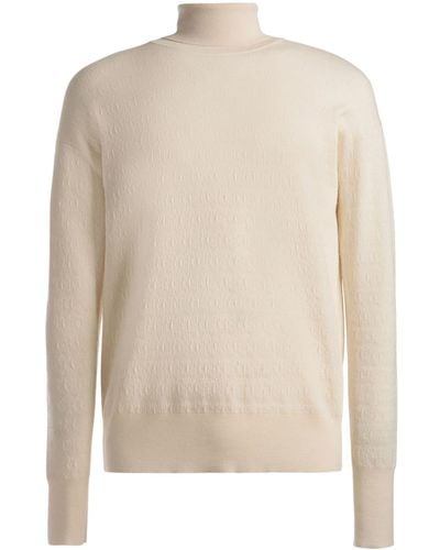 Bally Monogram-jacquard Roll-neck Sweater - White