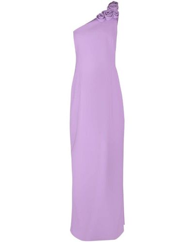 Catherine Regehr One-shoulder Floral-appliqué Gown - Purple