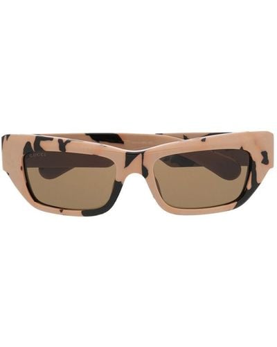 Gucci Camouflage-pattern Biker-style Sunglasses - Natural
