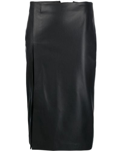 Blanca Vita Front Slit-detail Midi Skirt - Black
