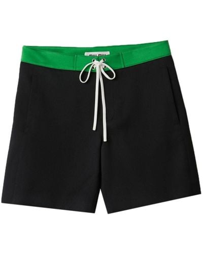 Miu Miu Drawstring-Fastening Satin Shorts - Green