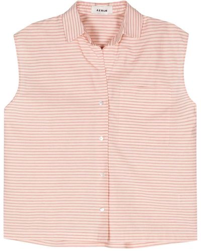 Aeron Island Sleeveless Striped Shirt - Pink