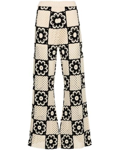 Sandro Floral Crochet Trousers - White