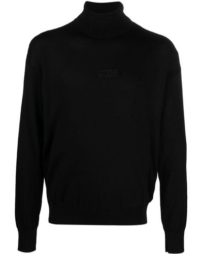 Gcds Logo-embroidered Roll-neck Sweater - Black