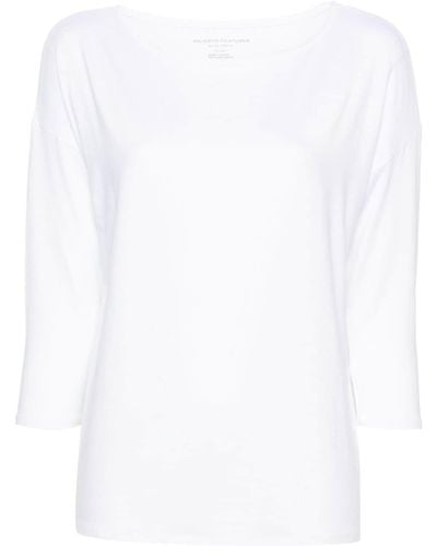 Majestic Filatures T-Shirt mit Dreiviertelärmeln - Weiß