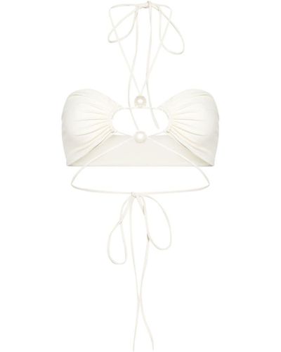 Magda Butrym Pearl-detail Bandeau Bikini Top - White