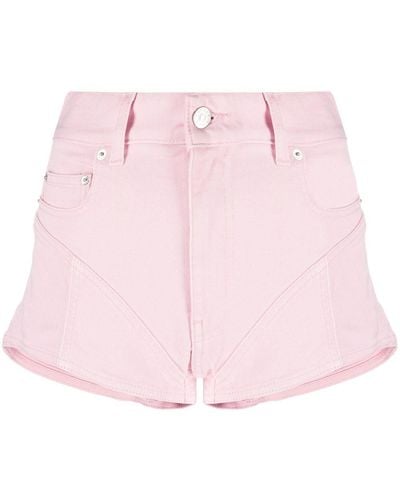 Mugler Contrast-panels Denim Shorts - Pink