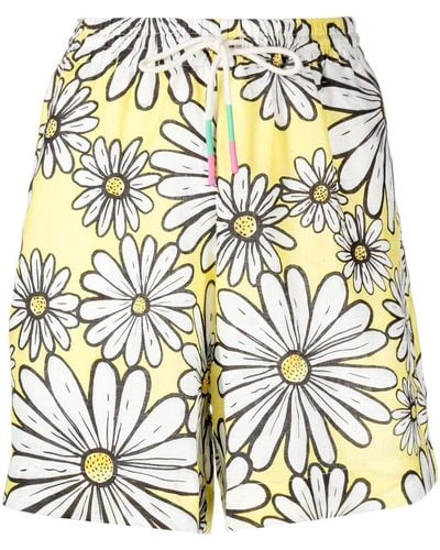 Mira Mikati Floral-print Two-pocket Short Shorts - Yellow