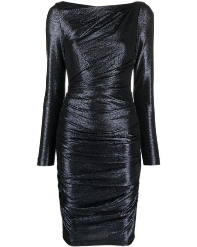 Talbot Runhof Metallic-effect Ruched Midi Dress - Black