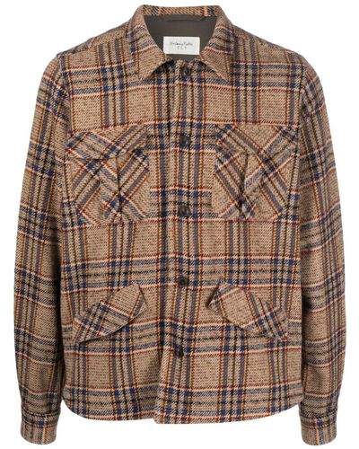 Tintoria Mattei 954 Ruan Plaid-check Pattern Shirt - Brown