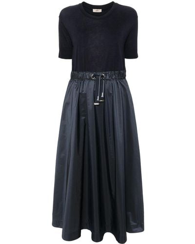 Herno Glam Midi-jurk Met Vlakken - Blauw