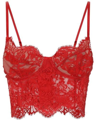 Dolce & Gabbana Haut-corset à détails en dentelle - Rouge