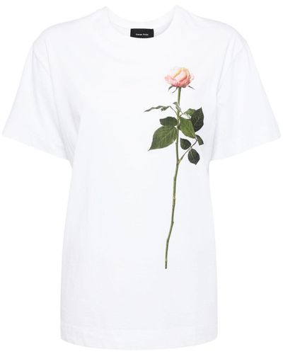 Simone Rocha T-Shirt mit Rosen-Print - Weiß