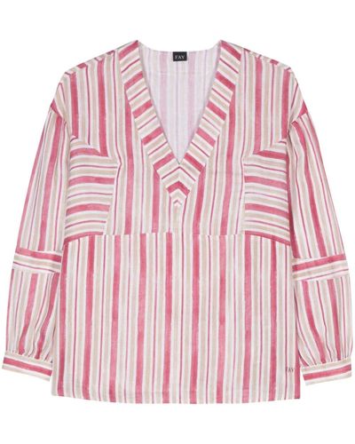 Fay Striped Linen Blouse - Pink