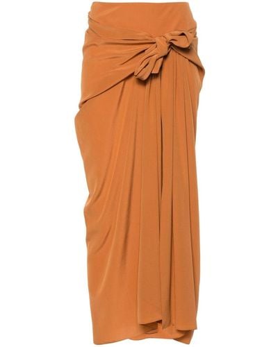Ermanno Scervino Pleat-detail silk skirt - Naranja