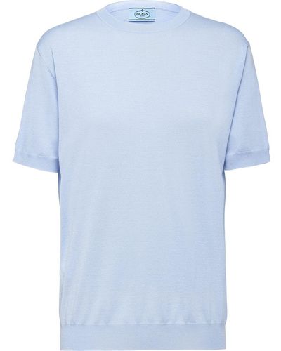 Prada Short-sleeved knitted top - Azul