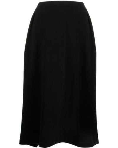 Yohji Yamamoto High-waisted Pleat-detail Midi Skirt - Black