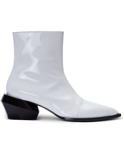 Balmain Patent Leather Billy Ankle Boots - White